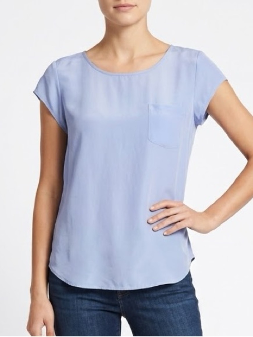 JOIE Silk Women's Blouse / Top Blue Short Sleeve Size L
